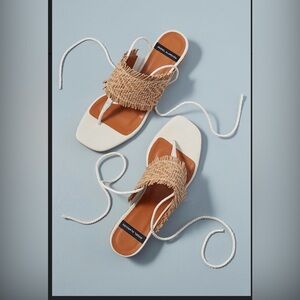 Beige Woven Espadrille Sandals